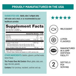 Authentic NatureWise lemon flavored fish oil dietary softgels container highlighting wild caught sourcing credentials.