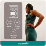 NatureWise premium joint and cognitive support omega supplement bottle showing direct consumer safety warning labels.