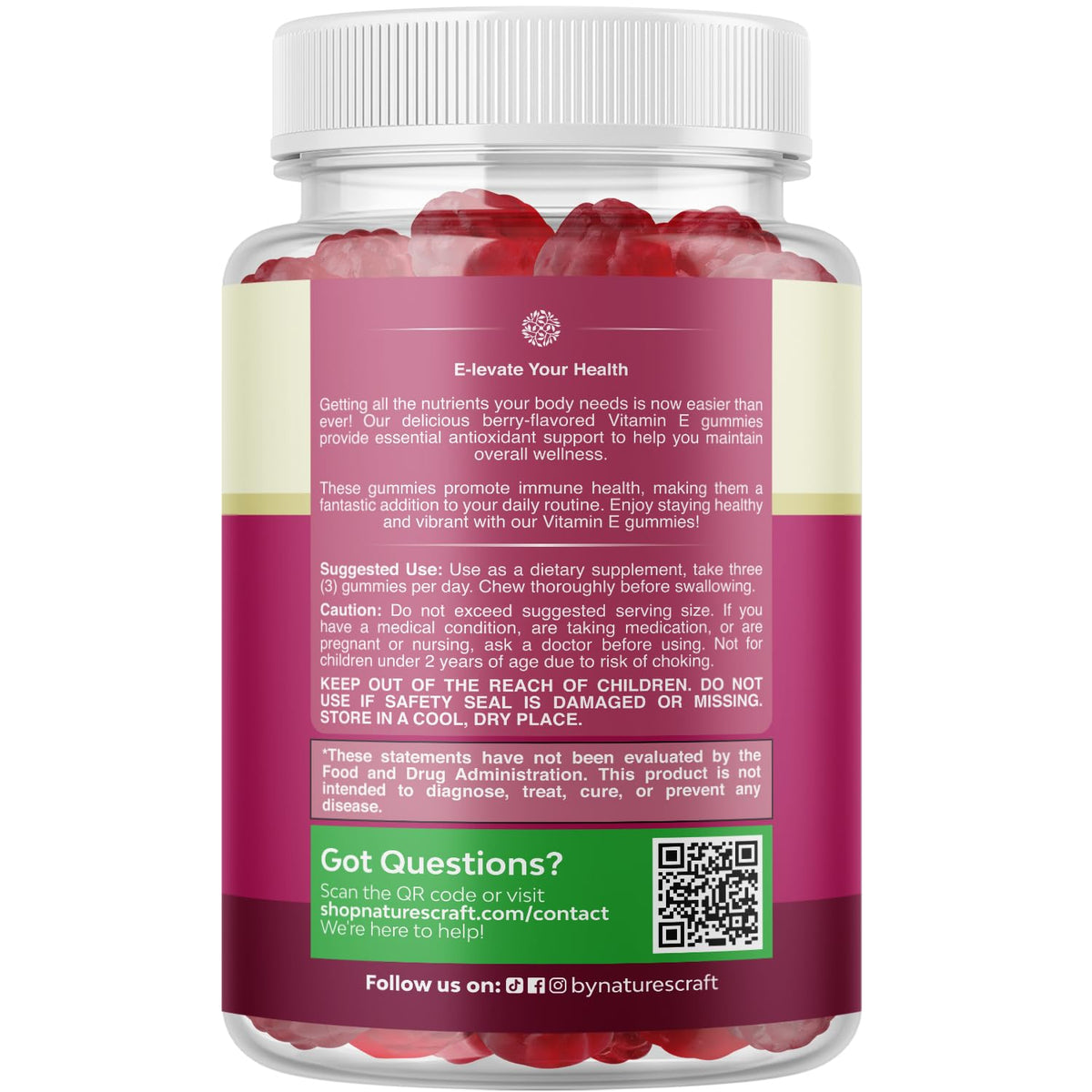 Natures Craft high potency 400 IU vegan antioxidant chewables for radiant skin care