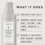 Naturium alpha hydroxy acid exfoliating gel bottle texture on plain background