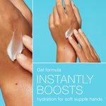 USA imported Neutrogena gel cream hand treatment tube angled to show the lightweight daily skincare packaging.