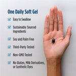 Close-up of premium soy-free non-GMO vitamin E complex capsules from Nordic Naturals