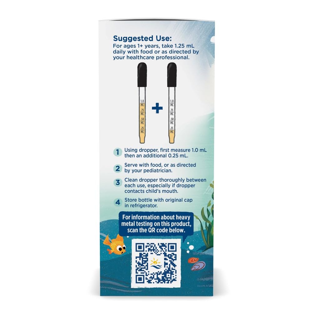 Nordic Naturals high potency fish oil for kids cognitive health support back panel directions