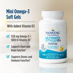 Premium imported USA fish oil capsules with vitamin D3 ingredient label