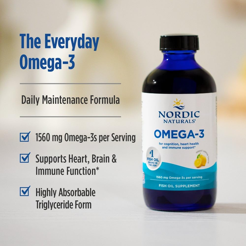Nordic Naturals authentic USA imported omega-3 dietary supplement showing the 16 fluid ounce packaging details