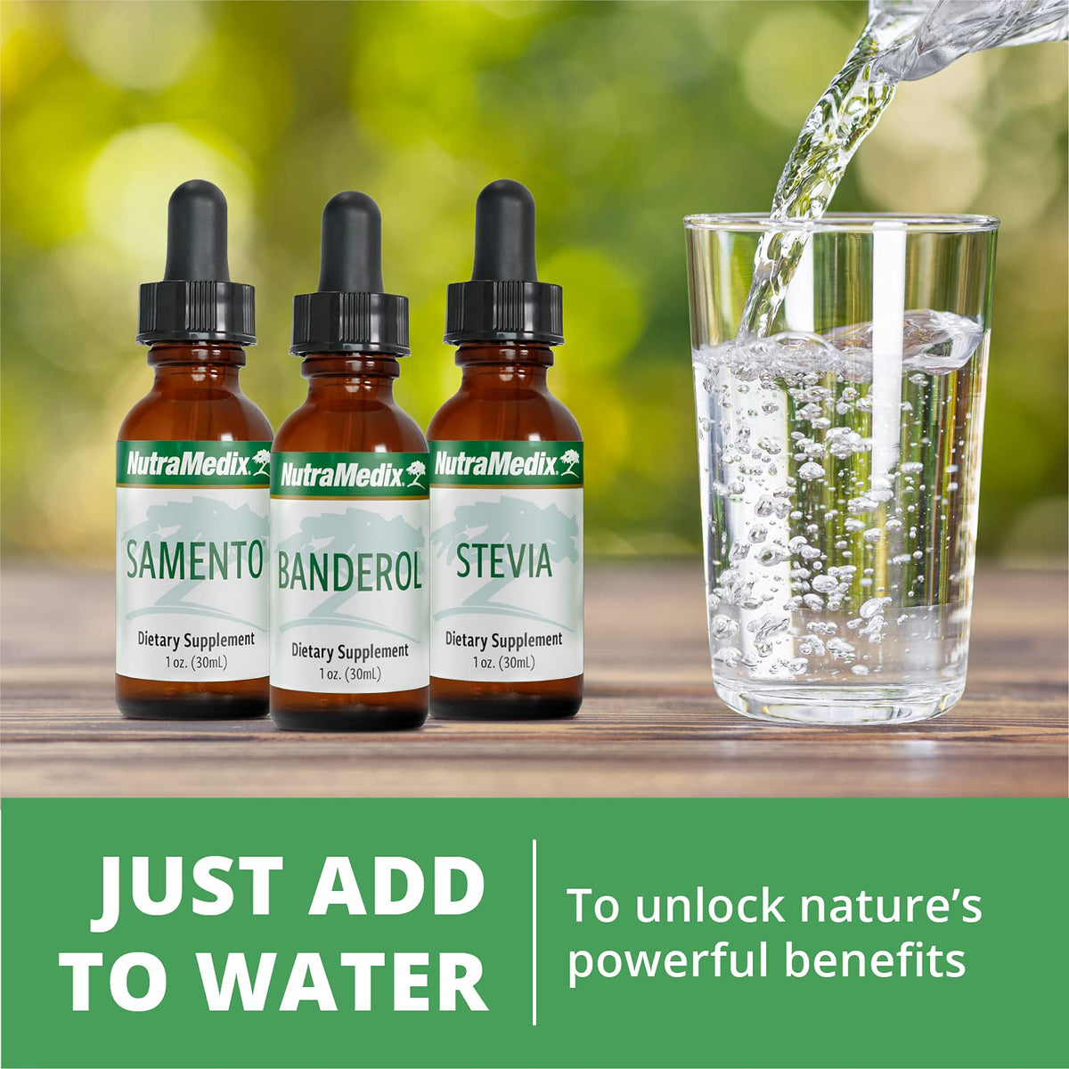 NutraMedix authentic imported pure stevia leaf extract dietary supplement packaging