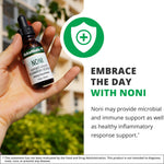 Side profile of NutraMedix Noni fruit extract dietary supplement detailing supplement facts.