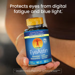 Nutrex Hawaii EyeAstin authentic USA imported blue light protection softgels packaging side view.