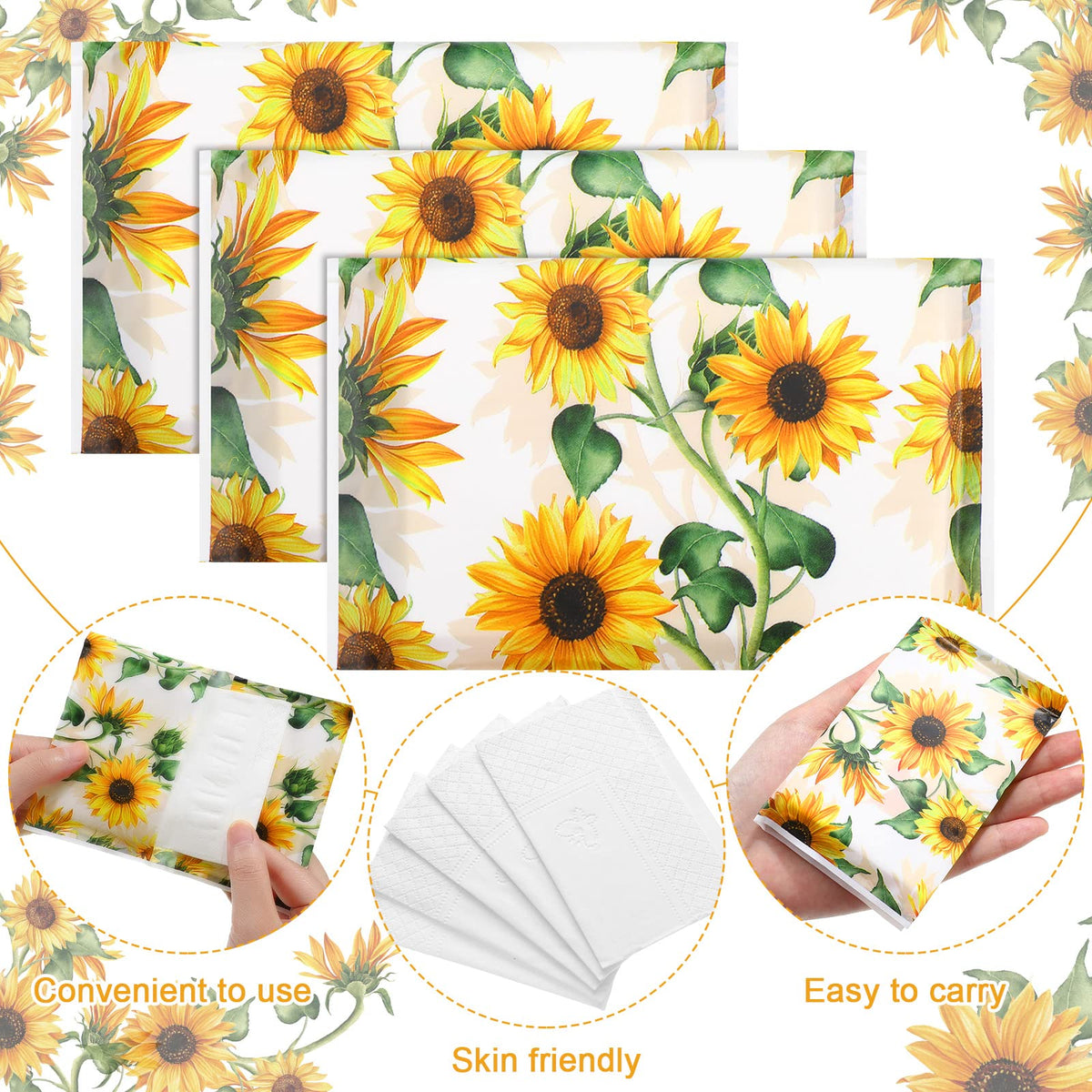 Bulk stack of premium 3-ply pocket tissue packets for wedding guests and daily travel.