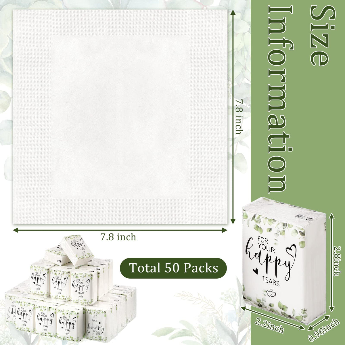 Sinmoe wedding favor tissues resealable sticky flap close up view.
