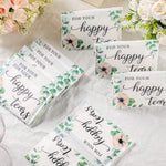 Sixty individual pocket tissue packs featuring botanical green flower print