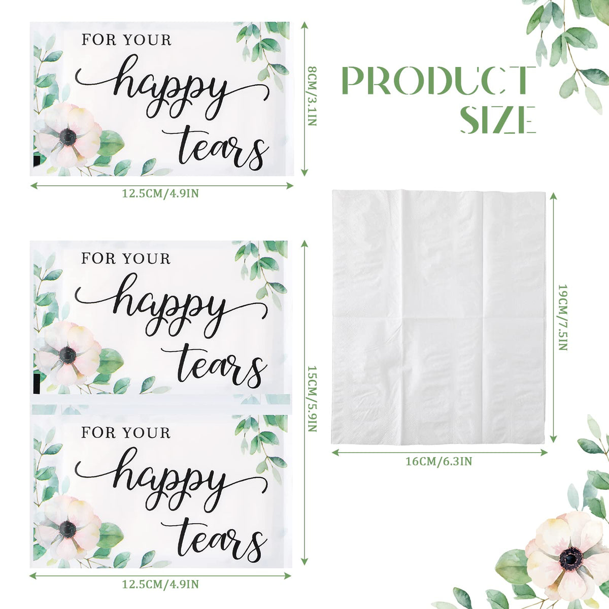 Elegant floral greenery designed mini tissue wallets for wedding guests