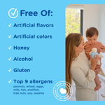 Two pack bottle setup of Mommy's Bliss organic remedy for soothing baby dry throats.