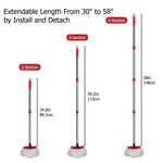 Close up view of the vibrant red floor cleaning pole end hook designed for convenient wall hanging