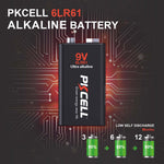 Side profile of twelve piece bulk household battery supply displaying the brand labeling clearly.