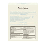 Side view of Aveeno natural colloidal oatmeal packet highlighting the product barcode and imported details