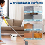 LANNIU 360 rotating microfiber flat mop head tackling wet floor stains.