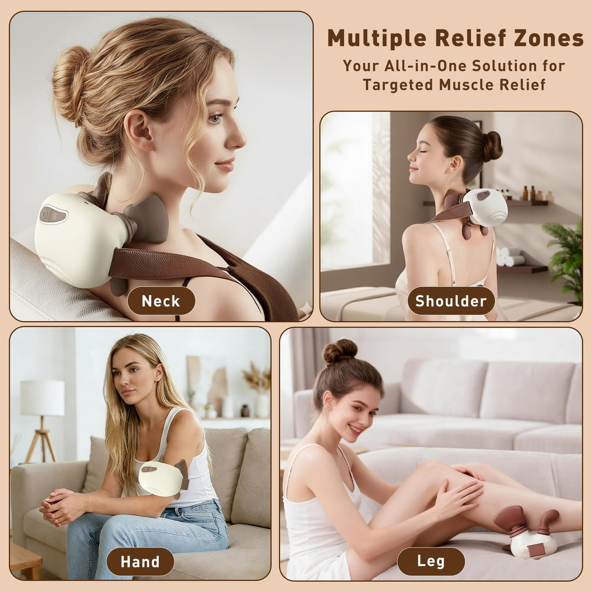 Lideeya 4D Wireless Neck Shoulder Massager showing massage modes
