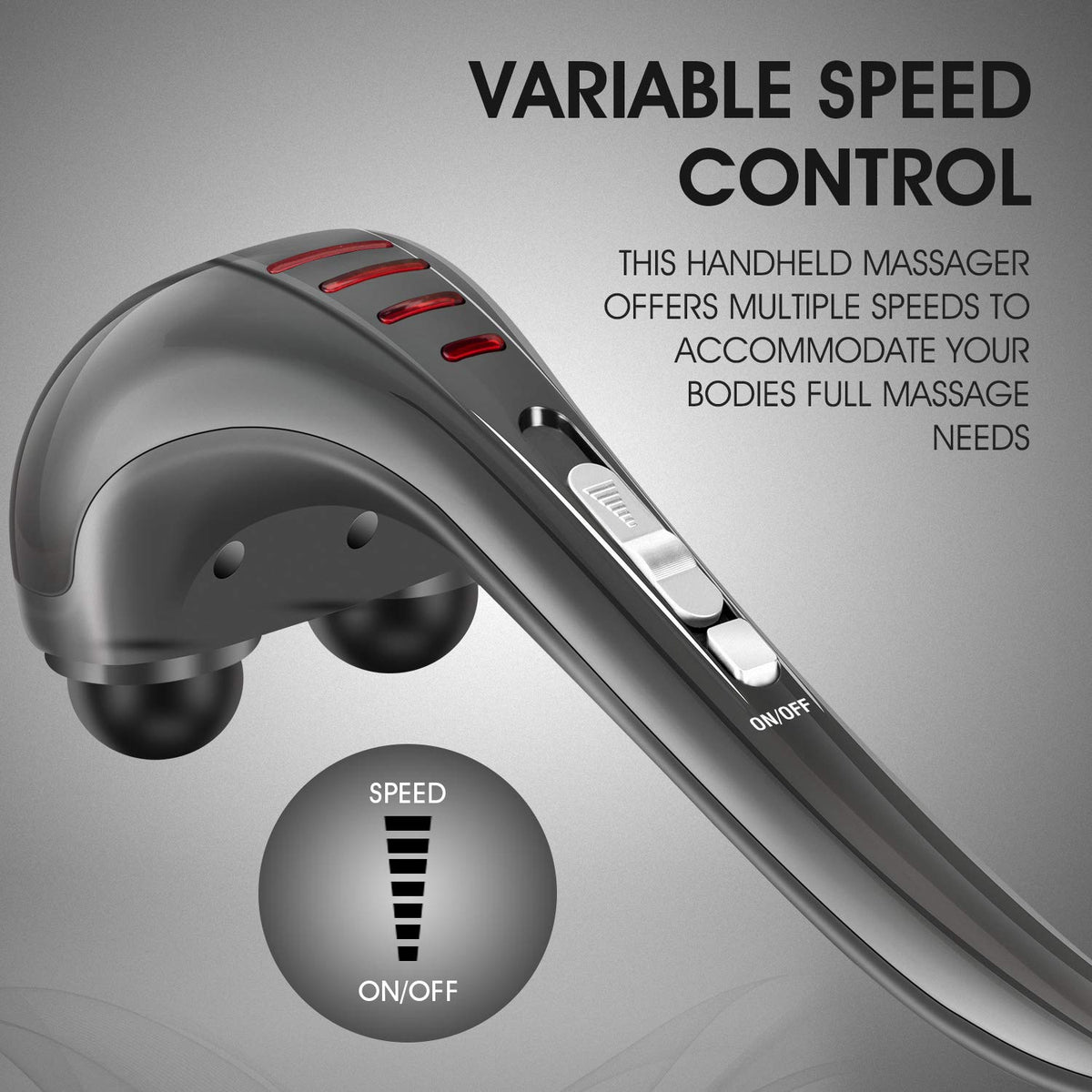 Hangsun handheld deep tissue massager showcasing the ergonomic anti-slip handle.