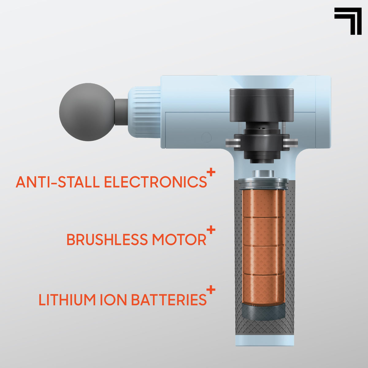 Close up view of the brushless motor vents on the Sharper Image Powerboost massager