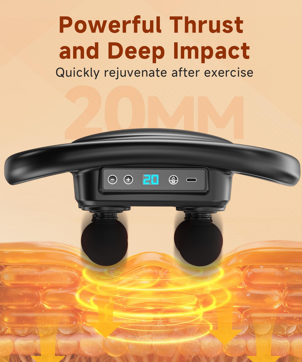 Aerlang percussion muscle massager LED display and controls