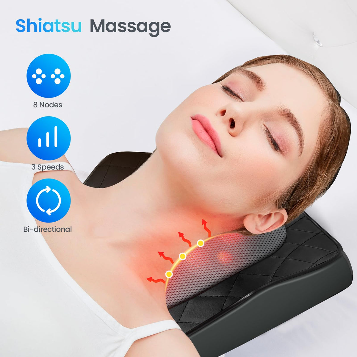 CuPiLo electric deep tissue massager being used on the lower back area of an office chair.
