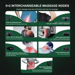 MEGAWISE neck and back massager displaying the seven interchangeable massage nodes unboxed.