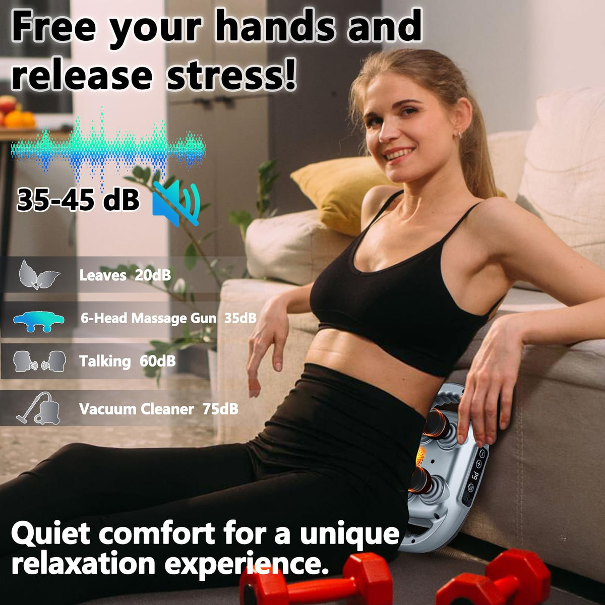 UFFAE handheld massager gun side profile showcasing the ergonomic handle and sleek modern design