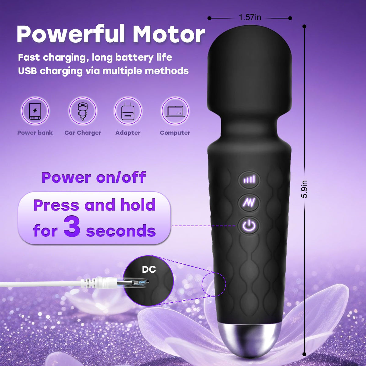SGWGSMD mini multi frequency massager flexible silicone head detail
