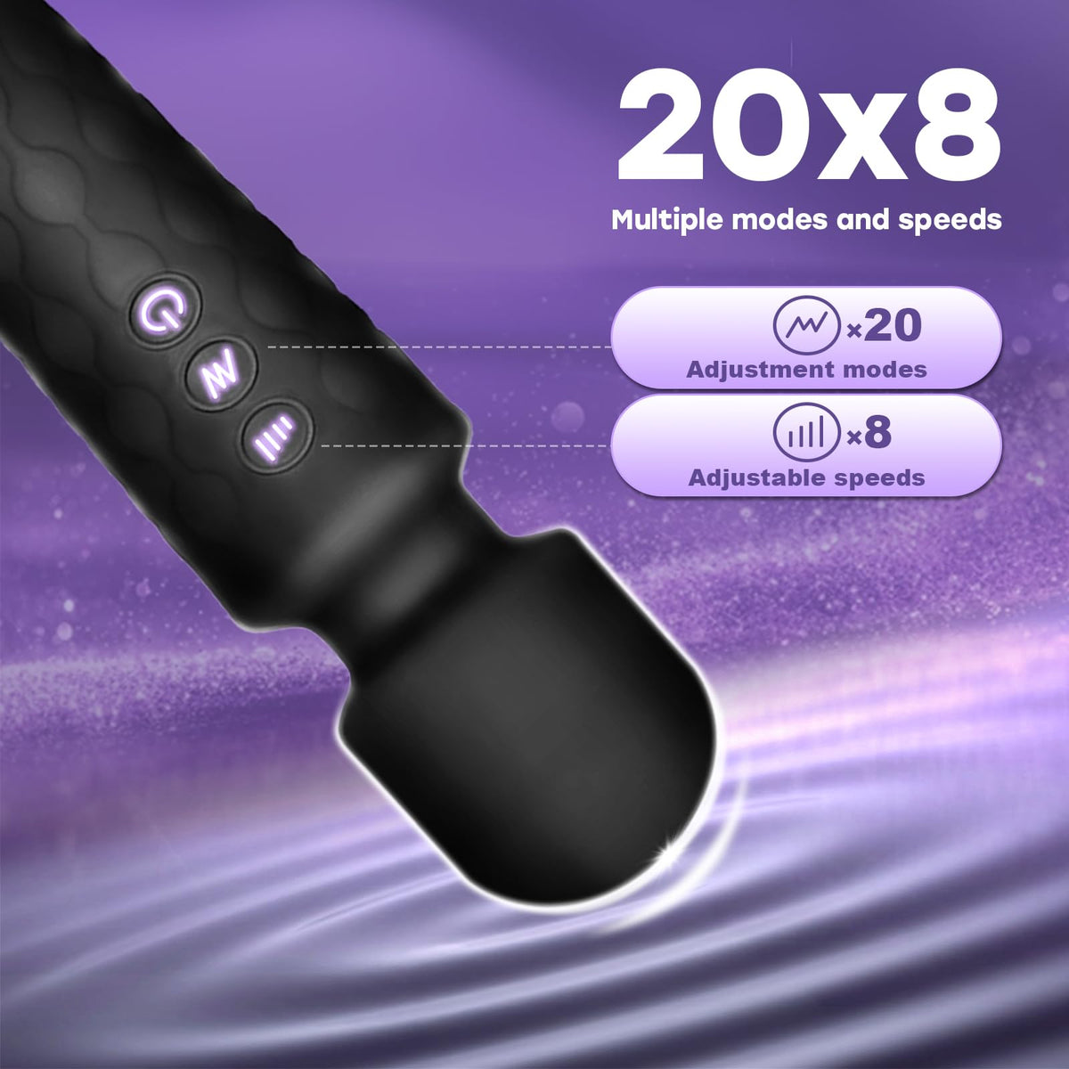SGWGSMD mini multi frequency massager textured handle and control buttons