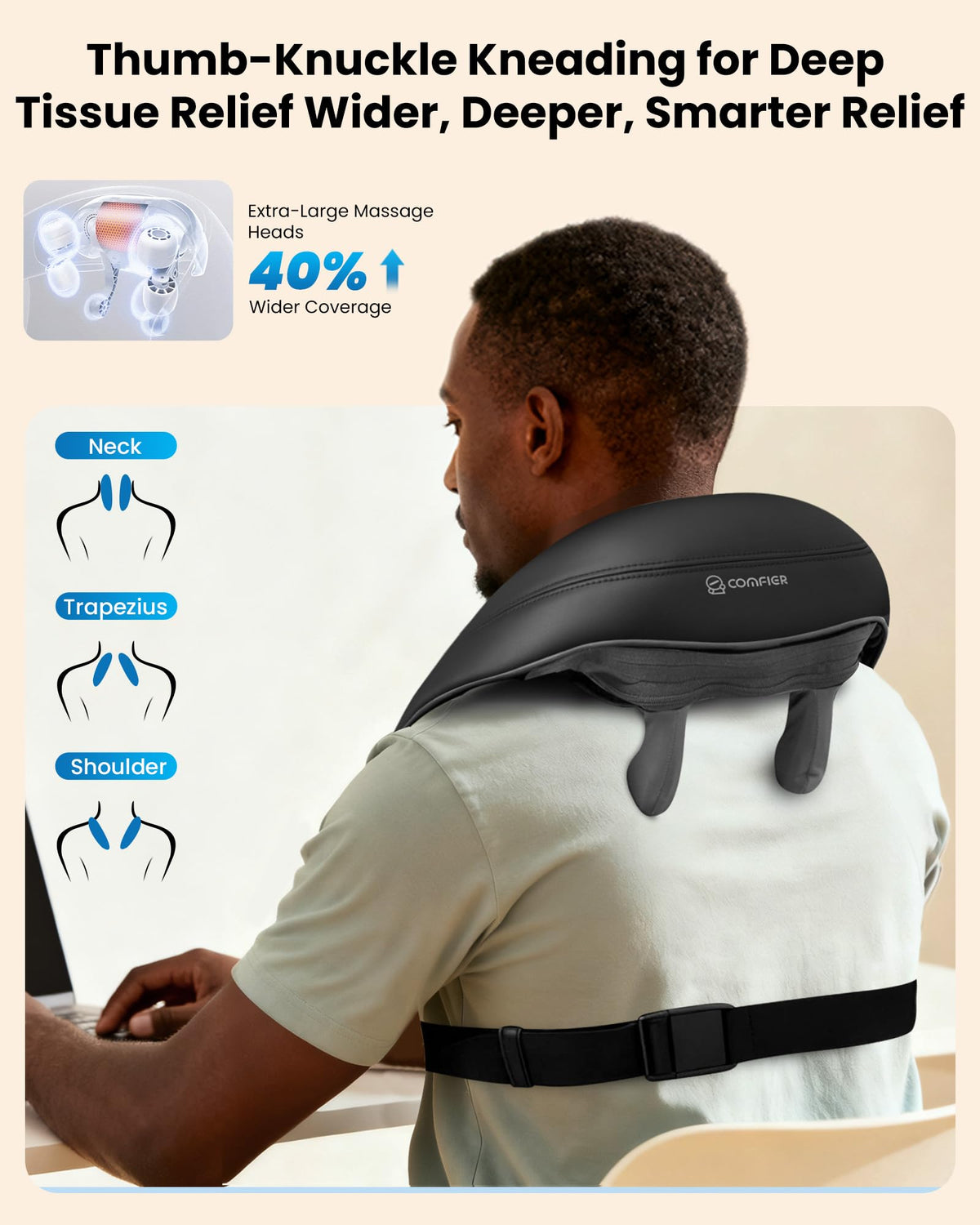 USB Type C charging port layout on the premium cordless neck pillow