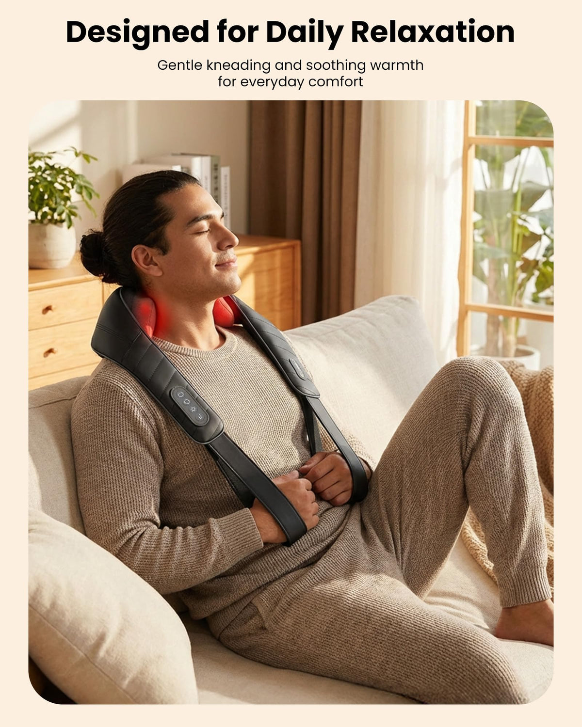 Full retail packaging of the authentic imported COMFIER wireless shoulder massager gift set