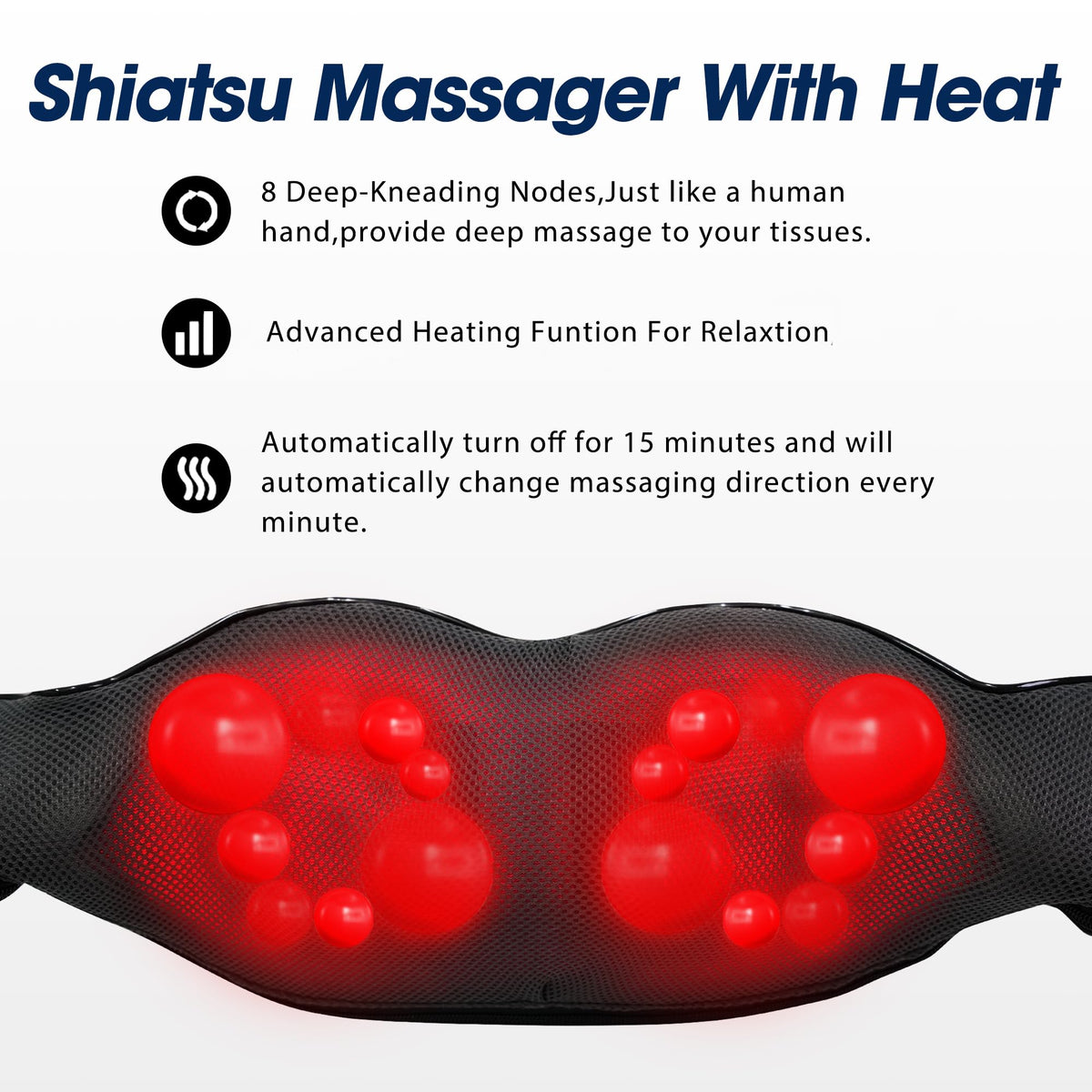 UFFAE electric shoulder massage belt highlighting the eight deep tissue kneading nodes.