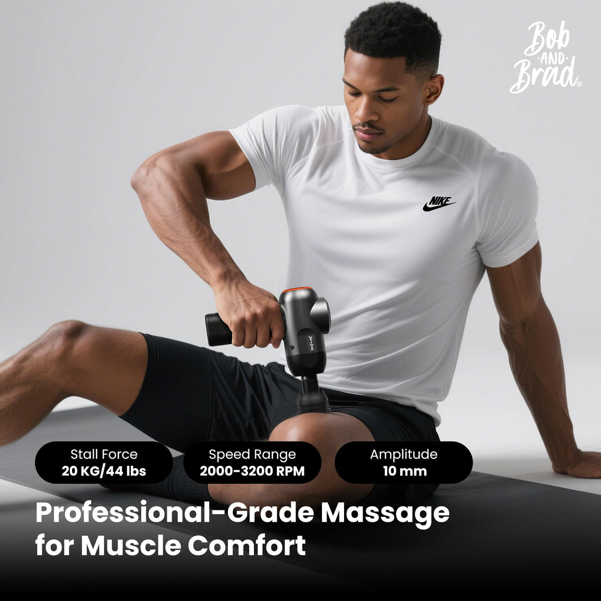 Bob and Brad C2 muscle massager displaying the 5 interchangeable attachments layout