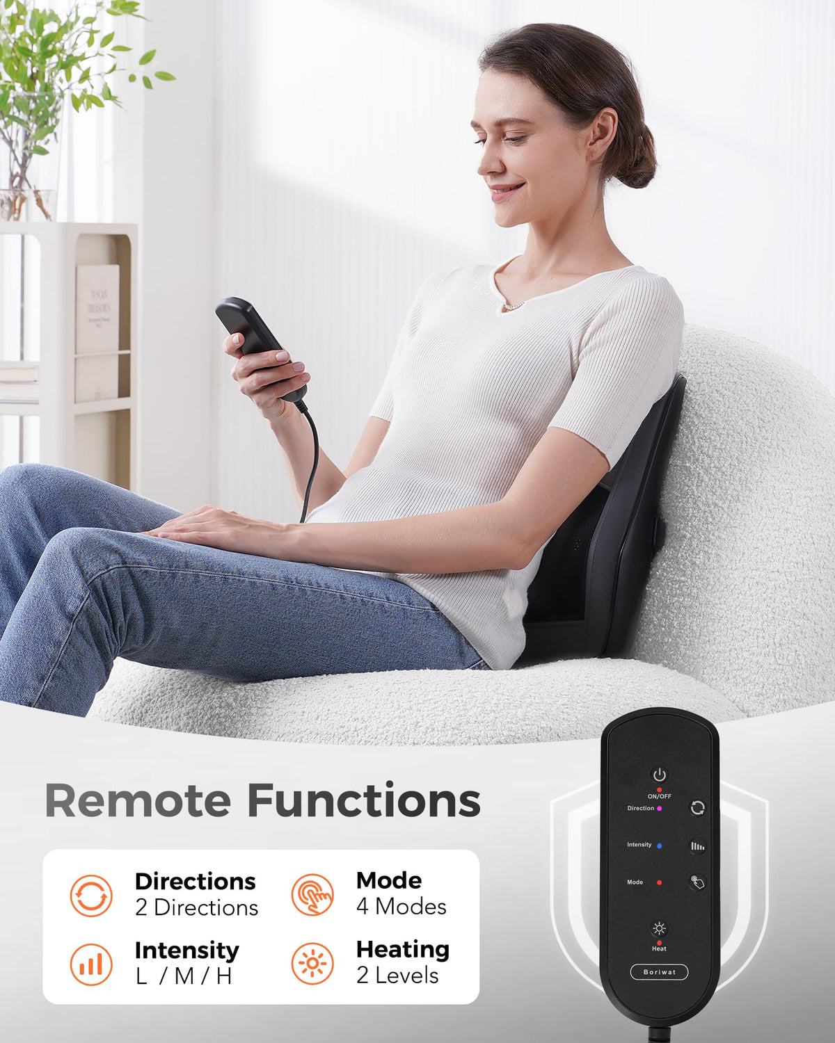 Boriwat portable car massager with the twelve-volt power adapter connected