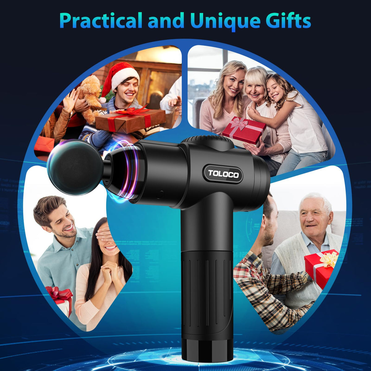 Full packaging of the authentic USA imported TOLOCO massage gun kit