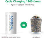 Authentic imported one point two volt rechargeable C cell batteries close up view