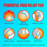 Back view of Icy Hot contrast therapy patch packaging highlighting drug facts active ingredients and usage instructions