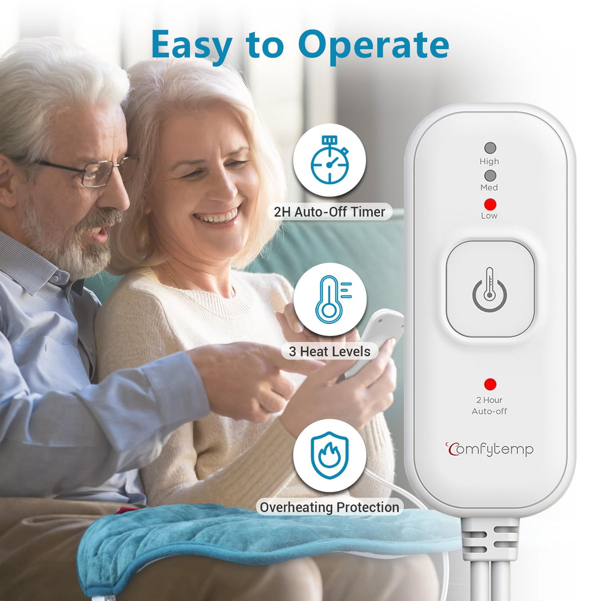 Comfytemp two point two pound weighted heating pad contoured gently to demonstrate flexibility for period cramp relief