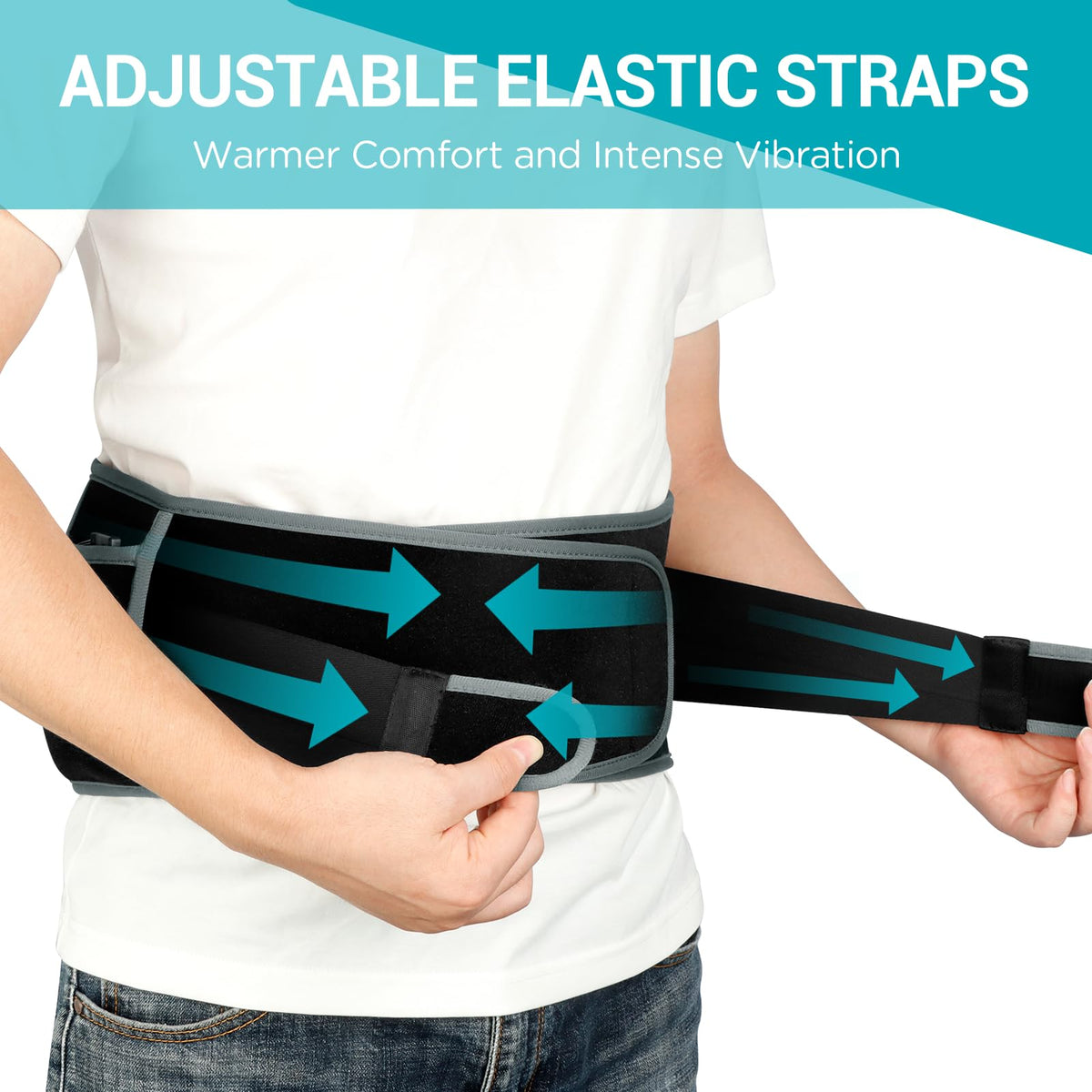 Side view of the premium breathable fabric mesh on the Comfytemp lumbar support belt.