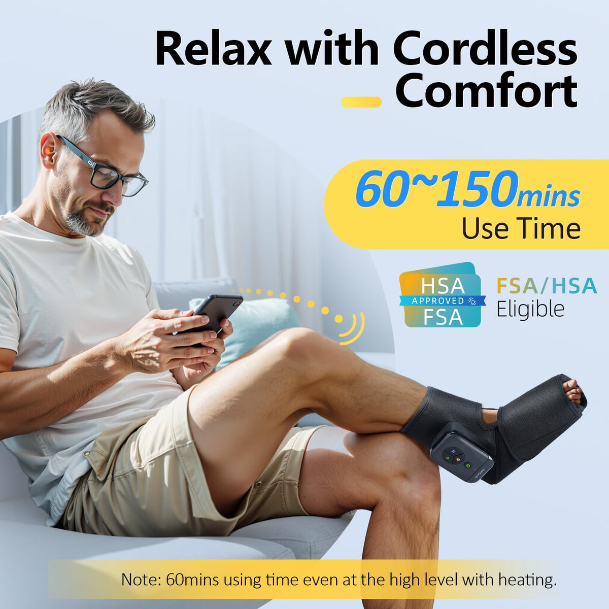 Comfytemp portable ankle massage boot with adjustable Velcro straps side angle profile