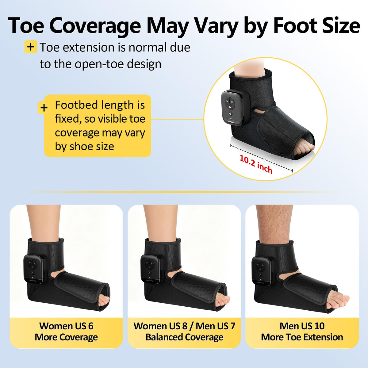 Comfytemp foot pain relief device showcasing the three independent internal airbag zones