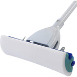 Underneath view of the heavy duty blue and white cleaning sponge head attachment for deep floor scrubbing