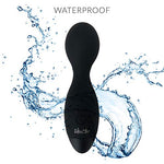 Close up view of the flexible head on the black VibeMax mini wand massager.