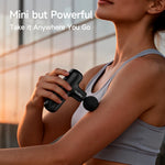 HEYCHY handheld muscle massager with four interchangeable attachments displayed