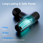 HEYCHY mini muscle therapy gun demonstrating the round ball head attachment