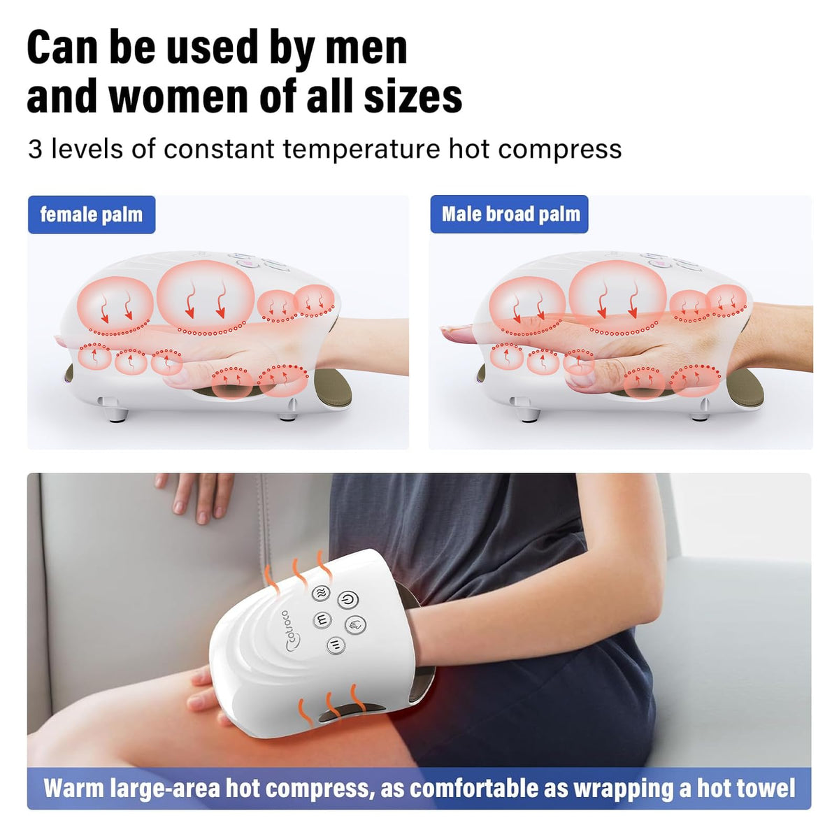 Cotsoco rechargeable arthritis relief hand massager showcasing the modern Type C USB charging port