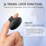 Waterproof black cordless massager tool for relieving tension in the neck and shoulders.