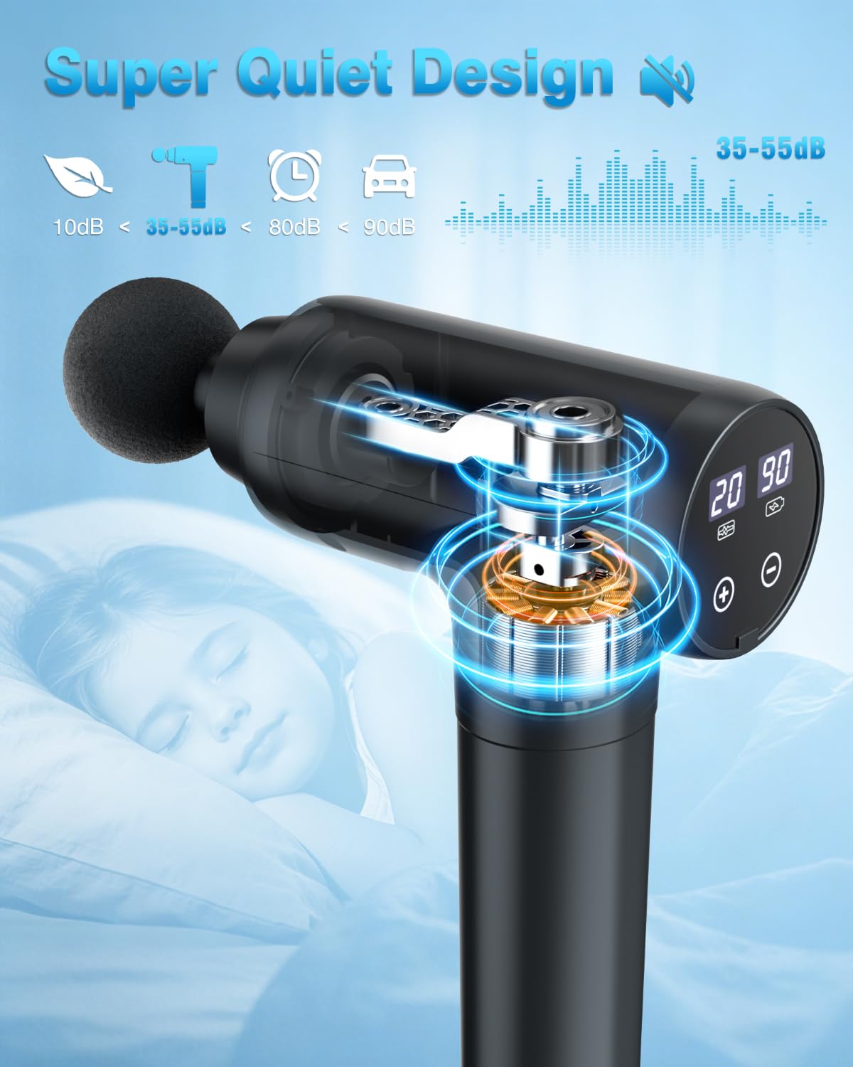 Cotsoco handheld massager tool packed neatly inside its premium grey protective travel carrying case