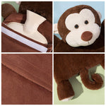 Side view of HomeTop rubber water bottle with cute stuffed monkey design